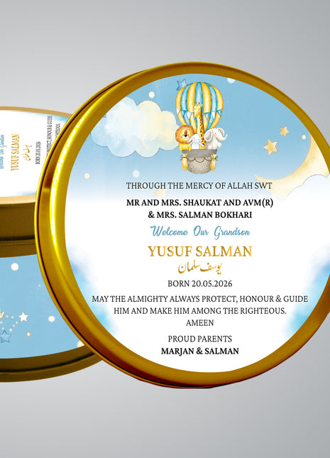 Premium Birth Announcement Tin Boxes – Custom Printed Baby Arrival Gifts & Methie Boxes in Pakistan