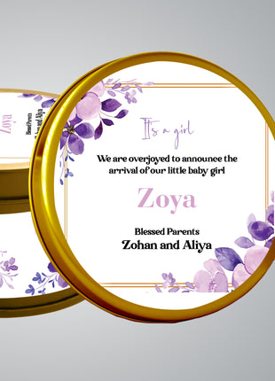Premium Birth Announcement Tin Boxes – Custom Printed Baby Arrival Gifts & Methie Boxes in Pakistan