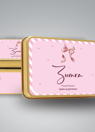 Premium Birth Announcement Tin Boxes – Custom Printed Baby Arrival Gifts & Methie Boxes in Pakistan