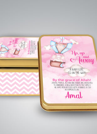 Premium Birth Announcement Tin Boxes – Custom Printed Baby Arrival Gifts & Methie Boxes in Pakistan