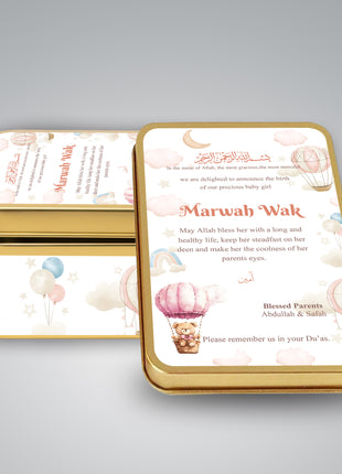 Premium Birth Announcement Tin Boxes – Custom Printed Baby Arrival Gifts & Methie Boxes in Pakistan