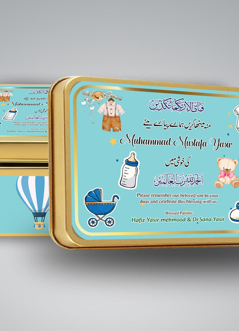 Premium Birth Announcement Tin Boxes – Custom Printed Baby Arrival Gifts & Methie Boxes in Pakistan