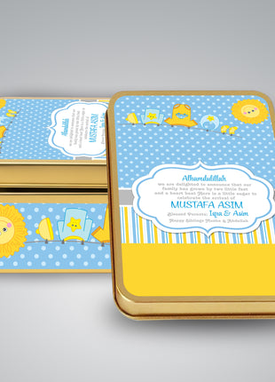 Premium Birth Announcement Tin Boxes – Custom Printed Baby Arrival Gifts & Methie Boxes in Pakistan