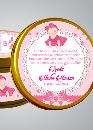 Premium Birth Announcement Tin Boxes – Custom Printed Baby Arrival Gifts & Methie Boxes in Pakistan