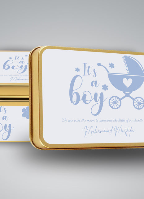 Premium Birth Announcement Tin Boxes – Custom Printed Baby Arrival Gifts & Methie Boxes in Pakistan