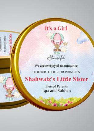 Premium Birth Announcement Tin Boxes – Custom Printed Baby Arrival Gifts & Methie Boxes in Pakistan