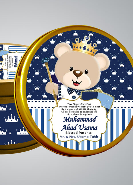 Premium Birth Announcement Tin Boxes – Custom Printed Baby Arrival Gifts & Methie Boxes in Pakistan