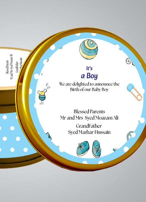 Premium Birth Announcement Tin Boxes – Custom Printed Baby Arrival Gifts & Methie Boxes in Pakistan