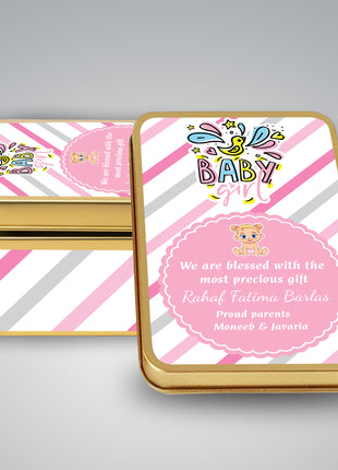 Premium Birth Announcement Tin Boxes – Custom Printed Baby Arrival Gifts & Methie Boxes in Pakistan