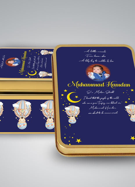 Premium Birth Announcement Tin Boxes – Custom Printed Baby Arrival Gifts & Methie Boxes in Pakistan