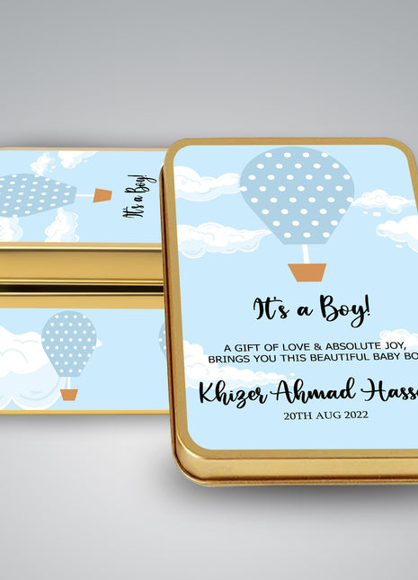 Premium Birth Announcement Tin Boxes – Custom Printed Baby Arrival Gifts & Methie Boxes in Pakistan