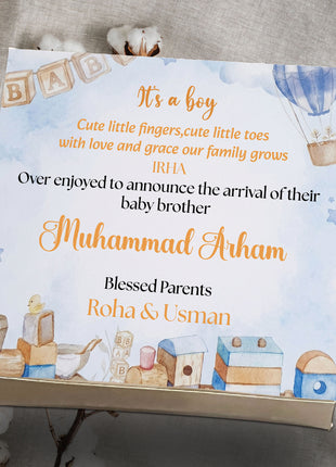 Baby Birth Announcement Boxes in Pakistan | Customized Methai & Sweet Boxes – Lowest Price