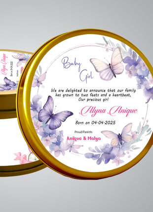 Premium Birth Announcement Tin Boxes – Custom Printed Baby Arrival Gifts & Methie Boxes in Pakistan