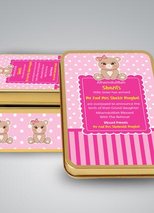 Premium Birth Announcement Tin Boxes – Custom Printed Baby Arrival Gifts & Methie Boxes in Pakistan