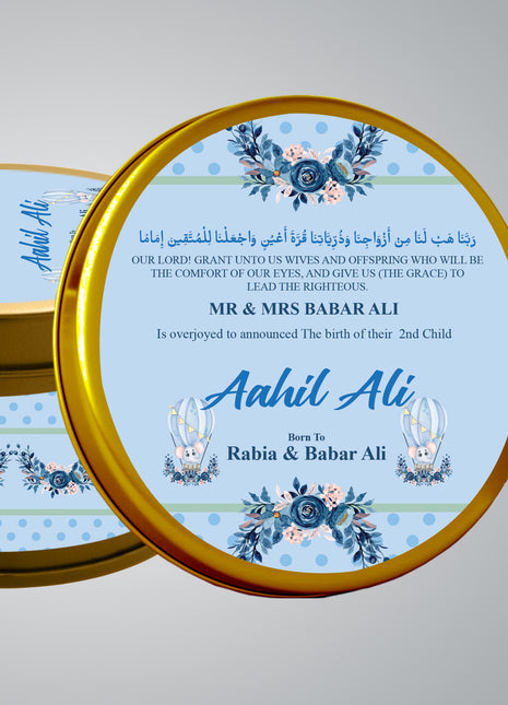 Premium Birth Announcement Tin Boxes – Custom Printed Baby Arrival Gifts & Methie Boxes in Pakistan