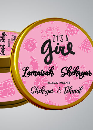 Premium Birth Announcement Tin Boxes – Custom Printed Baby Arrival Gifts & Methie Boxes in Pakistan