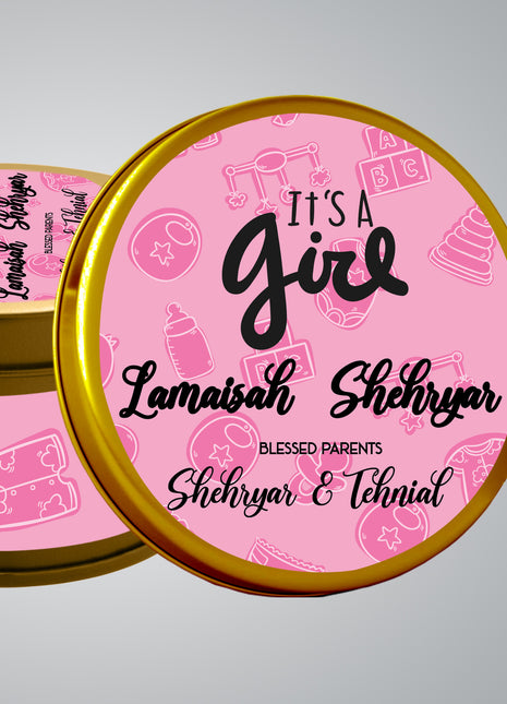 Premium Birth Announcement Tin Boxes – Custom Printed Baby Arrival Gifts & Methie Boxes in Pakistan