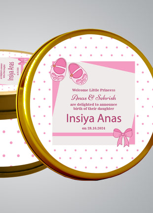 Premium Birth Announcement Tin Boxes – Custom Printed Baby Arrival Gifts & Methie Boxes in Pakistan