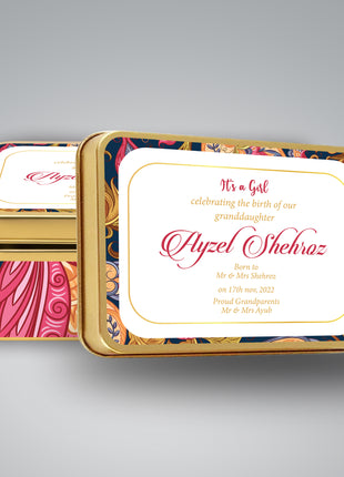 Premium Birth Announcement Tin Boxes – Custom Printed Baby Arrival Gifts & Methie Boxes in Pakistan
