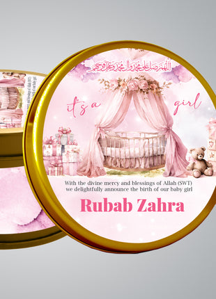 Premium Birth Announcement Tin Boxes – Custom Printed Baby Arrival Gifts & Methie Boxes in Pakistan