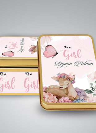 Premium Birth Announcement Tin Boxes – Custom Printed Baby Arrival Gifts & Methie Boxes in Pakistan