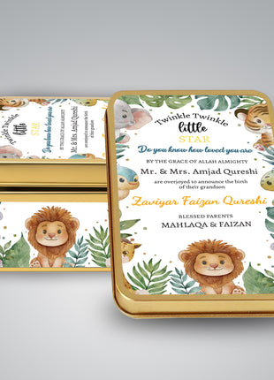 Premium Birth Announcement Tin Boxes – Custom Printed Baby Arrival Gifts & Methie Boxes in Pakistan