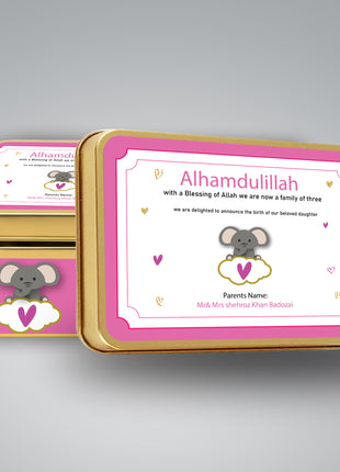Premium Birth Announcement Tin Boxes – Custom Printed Baby Arrival Gifts & Methie Boxes in Pakistan