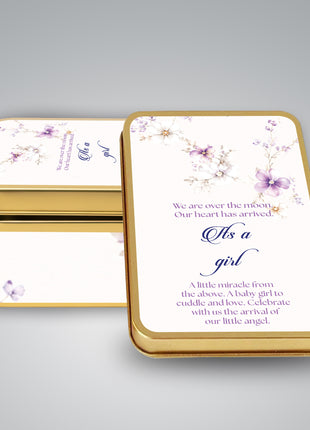 Premium Birth Announcement Tin Boxes – Custom Printed Baby Arrival Gifts & Methie Boxes in Pakistan