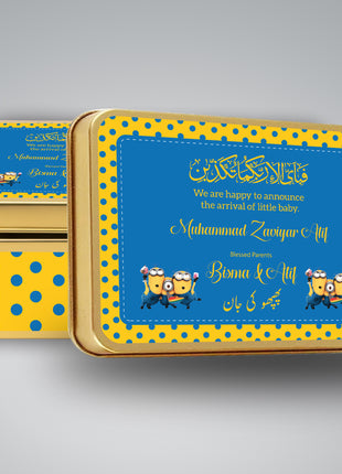 Premium Birth Announcement Tin Boxes – Custom Printed Baby Arrival Gifts & Methie Boxes in Pakistan
