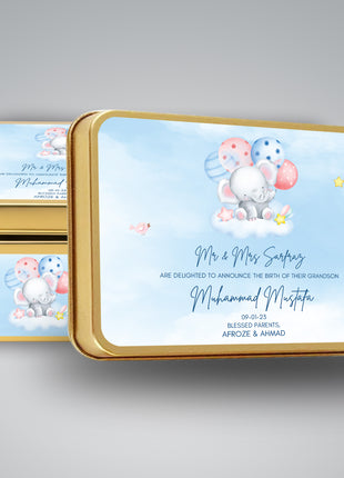 Premium Birth Announcement Tin Boxes – Custom Printed Baby Arrival Gifts & Methie Boxes in Pakistan