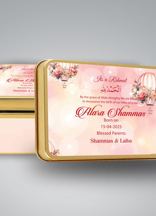 Premium Birth Announcement Tin Boxes – Custom Printed Baby Arrival Gifts & Methie Boxes in Pakistan