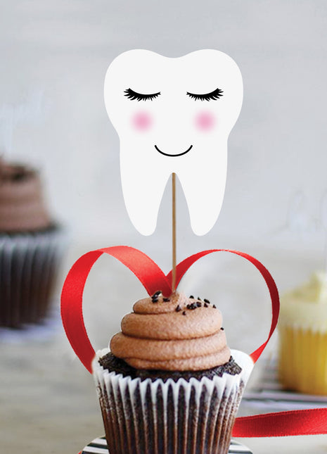 First Tooth Cupcake Topper With Stick