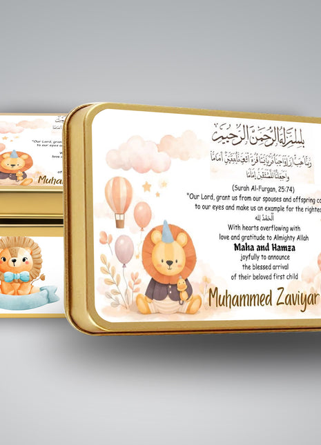 Premium Birth Announcement Tin Boxes – Custom Printed Baby Arrival Gifts & Methie Boxes in Pakistan