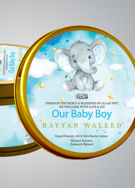 Premium Birth Announcement Tin Boxes – Custom Printed Baby Arrival Gifts & Methie Boxes in Pakistan