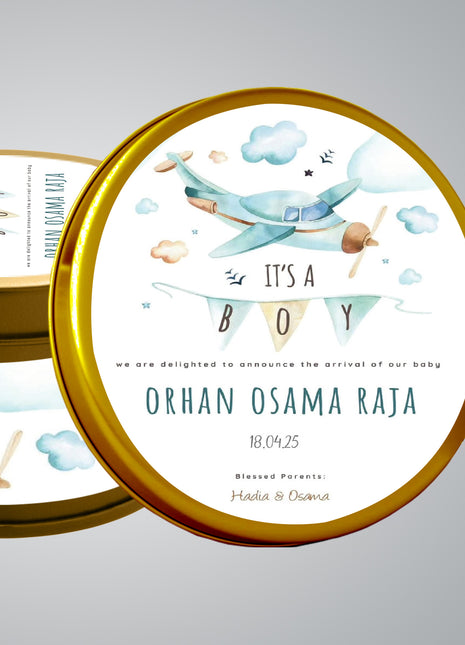 Premium Birth Announcement Tin Boxes – Custom Printed Baby Arrival Gifts & Methie Boxes in Pakistan