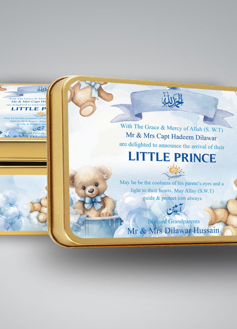 Premium Birth Announcement Tin Boxes – Custom Printed Baby Arrival Gifts & Methie Boxes in Pakistan