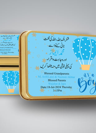Premium Birth Announcement Tin Boxes – Custom Printed Baby Arrival Gifts & Methie Boxes in Pakistan