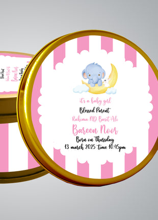 Premium Birth Announcement Tin Boxes – Custom Printed Baby Arrival Gifts & Methie Boxes in Pakistan