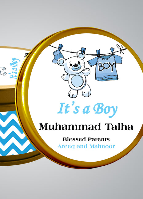 Premium Birth Announcement Tin Boxes – Custom Printed Baby Arrival Gifts & Methie Boxes in Pakistan