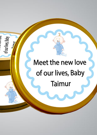 Premium Birth Announcement Tin Boxes – Custom Printed Baby Arrival Gifts & Methie Boxes in Pakistan