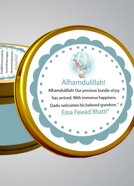 Premium Birth Announcement Tin Boxes – Custom Printed Baby Arrival Gifts & Methie Boxes in Pakistan
