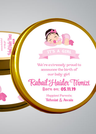 Premium Birth Announcement Tin Boxes – Custom Printed Baby Arrival Gifts & Methie Boxes in Pakistan