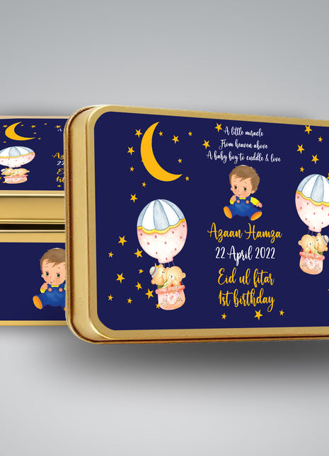 Premium Birth Announcement Tin Boxes – Custom Printed Baby Arrival Gifts & Methie Boxes in Pakistan