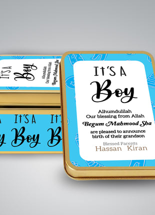Premium Birth Announcement Tin Boxes – Custom Printed Baby Arrival Gifts & Methie Boxes in Pakistan