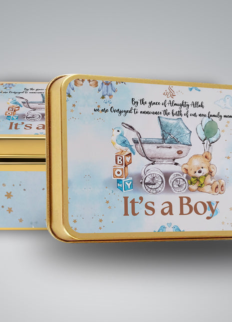 Premium Birth Announcement Tin Boxes – Custom Printed Baby Arrival Gifts & Methie Boxes in Pakistan