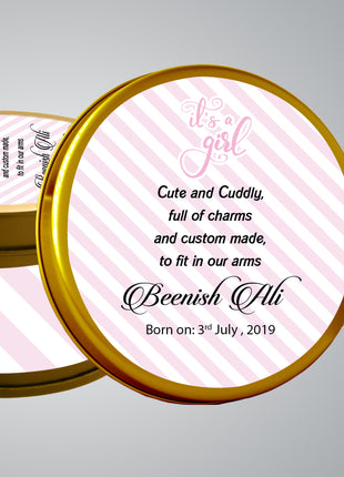 Premium Birth Announcement Tin Boxes – Custom Printed Baby Arrival Gifts & Methie Boxes in Pakistan