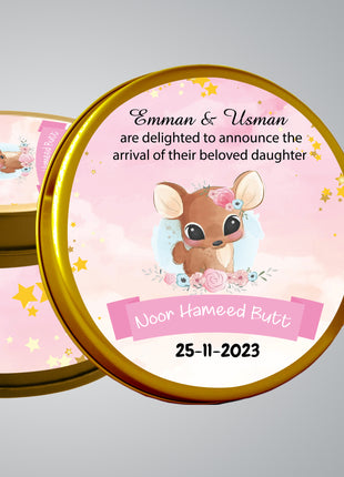 Premium Birth Announcement Tin Boxes – Custom Printed Baby Arrival Gifts & Methie Boxes in Pakistan