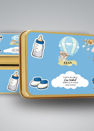 Premium Birth Announcement Tin Boxes – Custom Printed Baby Arrival Gifts & Methie Boxes in Pakistan