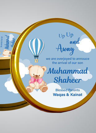 Premium Birth Announcement Tin Boxes – Custom Printed Baby Arrival Gifts & Methie Boxes in Pakistan