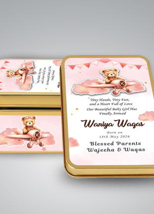 Premium Birth Announcement Tin Boxes – Custom Printed Baby Arrival Gifts & Methie Boxes in Pakistan